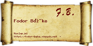 Fodor Béke névjegykártya