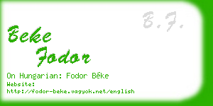 beke fodor business card